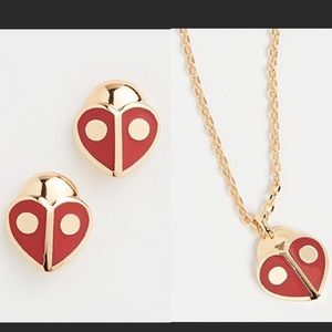 Kate Spade Animal Party Lady Bug Necklace and Earrings Matching Set